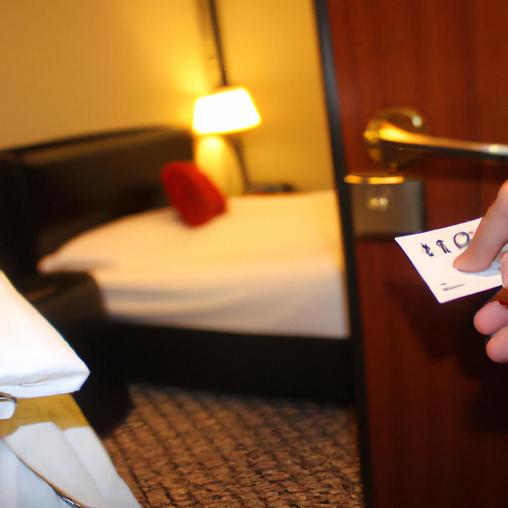 Person checking into hotel room
