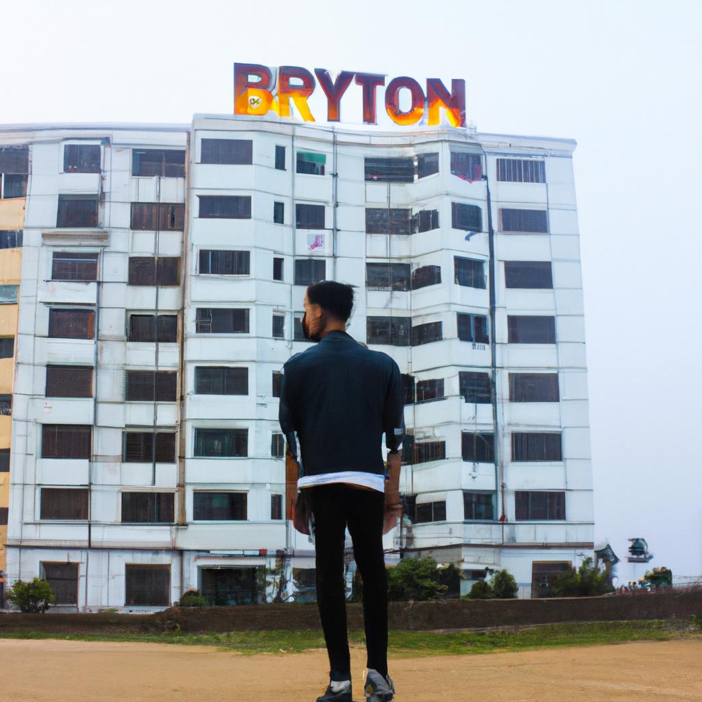 Person standing near Byron Hotel