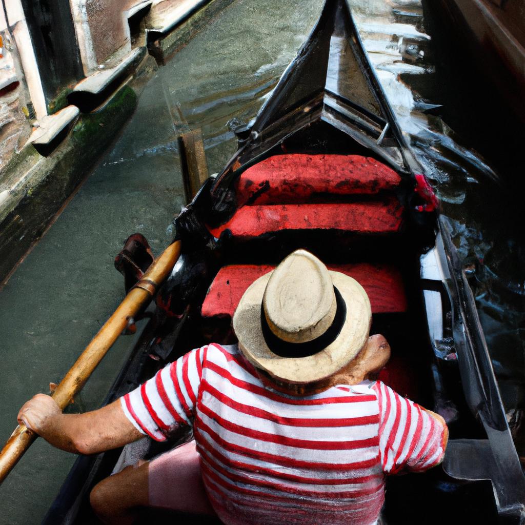 Person enjoying gondola ride in Venice