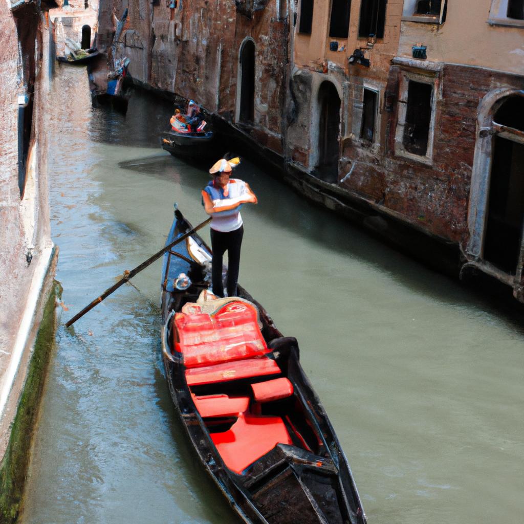 Person enjoying gondola ride, Venice